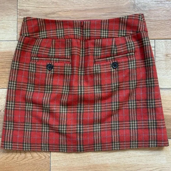 GAP Burnt Orange Plaid Mini Skirt - Picture 2 of 4